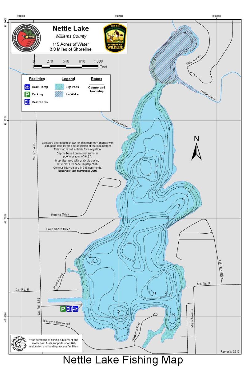 nettlelakefishingmap Bass Fishing Ohio Michigan Indiana